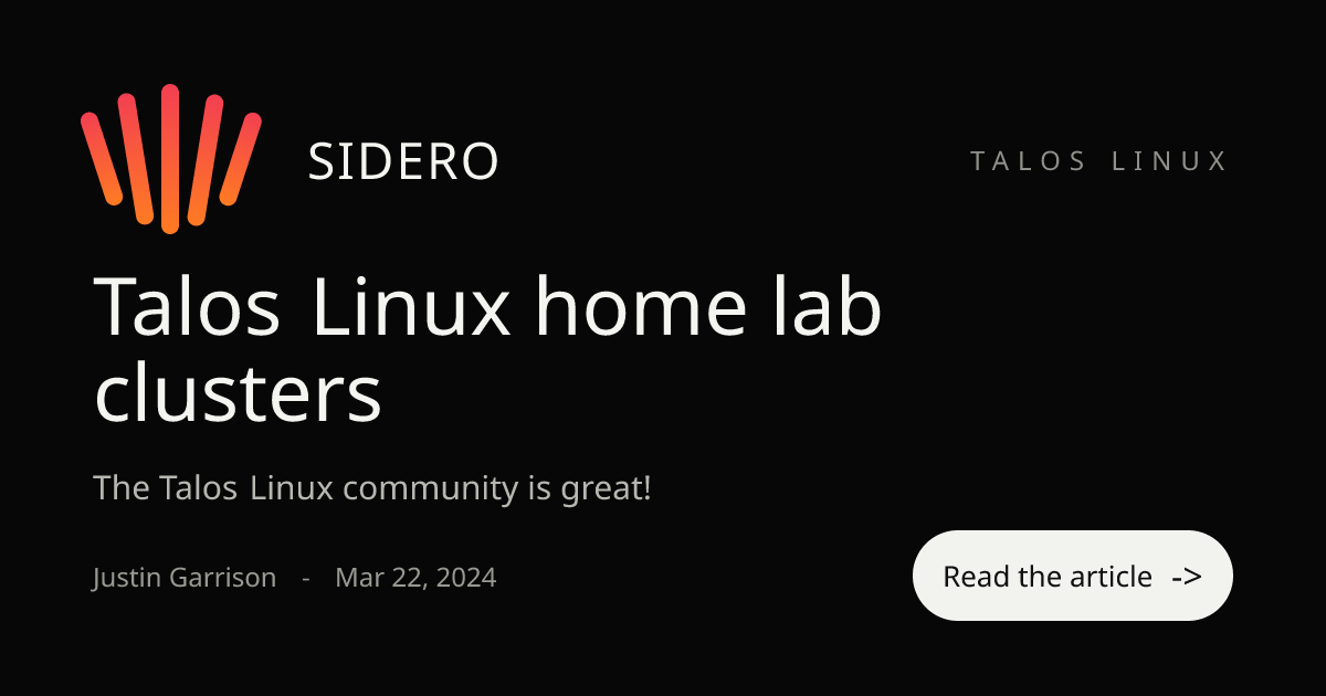 Talos Linux home lab clusters