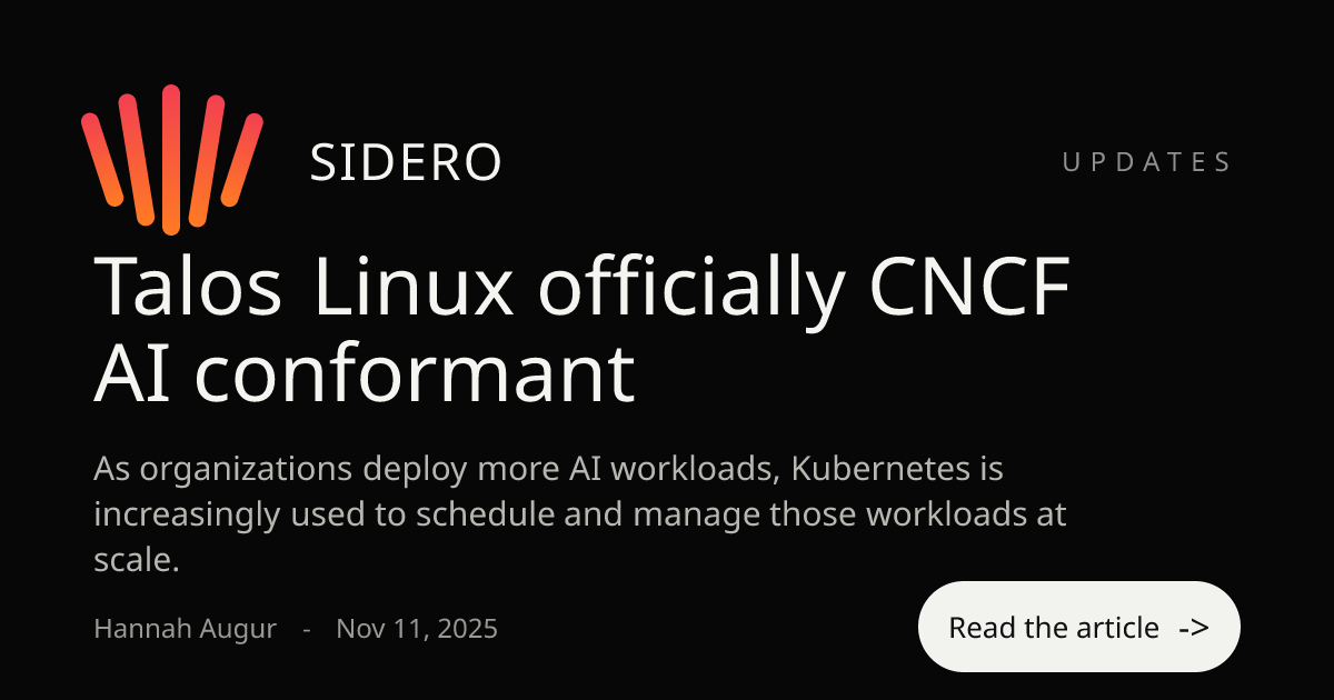 Talos Linux officially CNCF AI conformant
